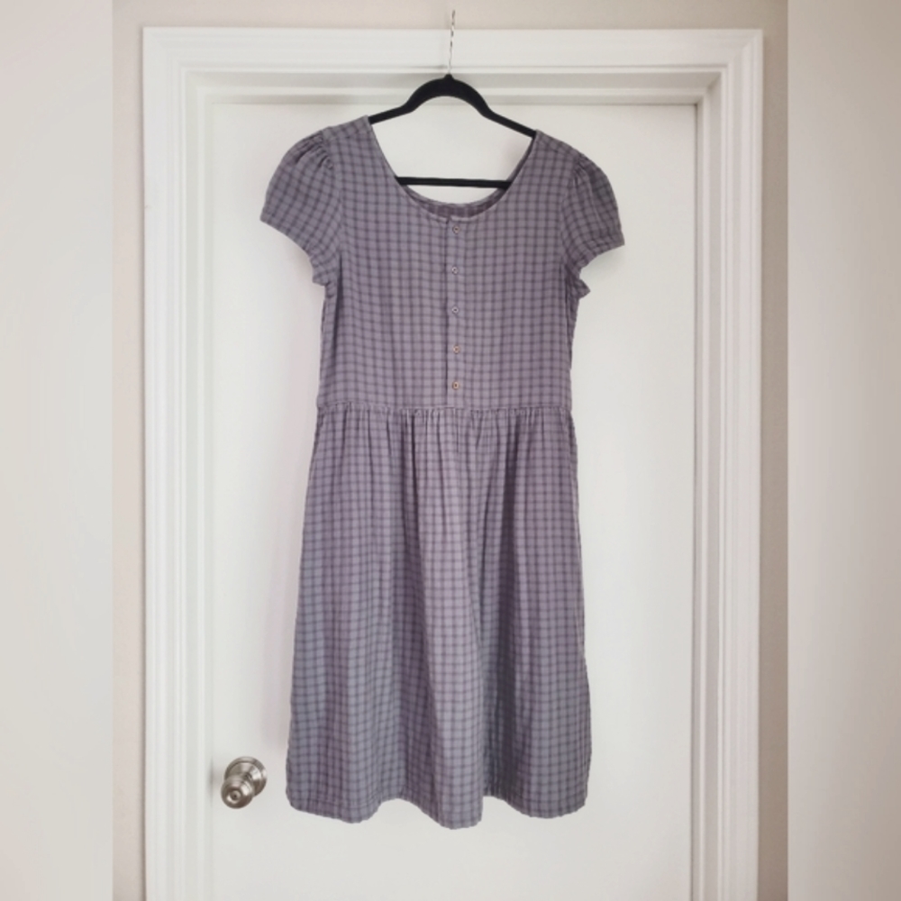 Olli Ella Linden Short Sleeve Organic Cotton Dress - Breakfast Check